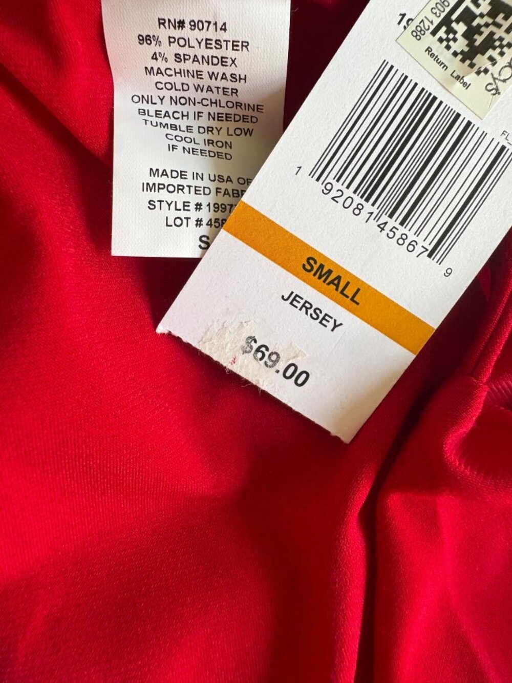 MSK NWT $69 Womens Red Jersey V-Neck Midi Dress With Belt Size S - Picture 10 of 10